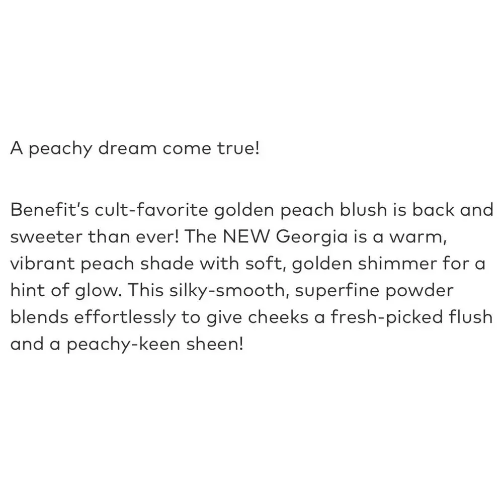BENEFIT Powder Blush GEORGIA (golden peach) .28 Oz / 8 g / FULL SIZE - Picture 3 of 3
